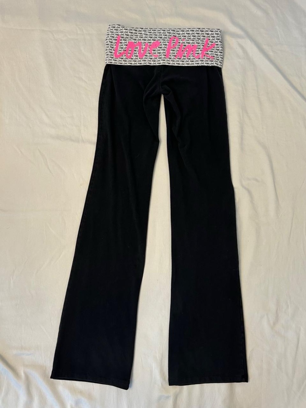 Low Rise Flare Foldover Yoga Pants w “Love Pink” Print by Victoria’s Secret PINK